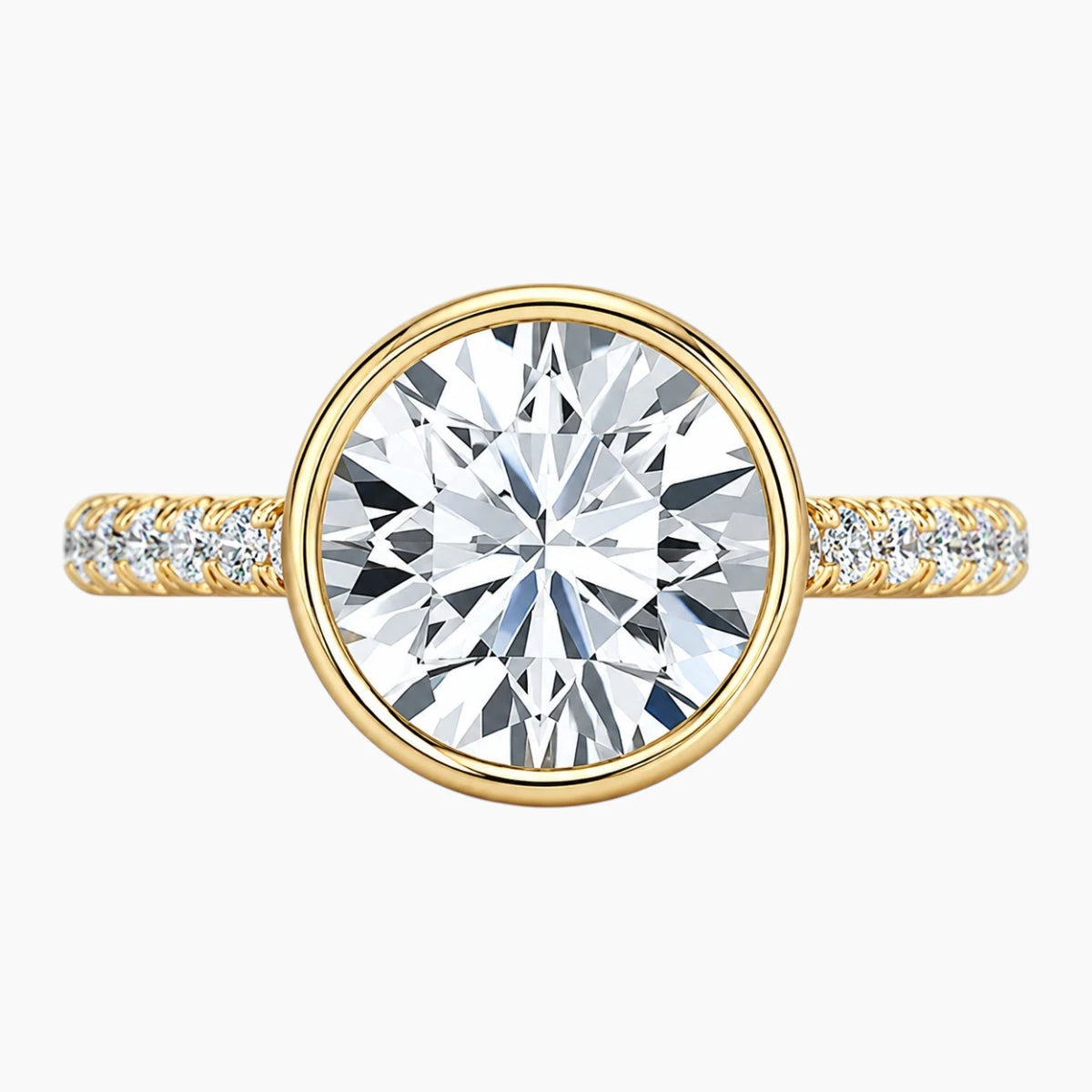 Aurelia Vintage Bezel Round Moissanite Pavé Band Ring