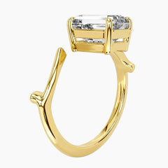L'aura 2 Carat Emerald Cut Moissanite Open Bypass Ring