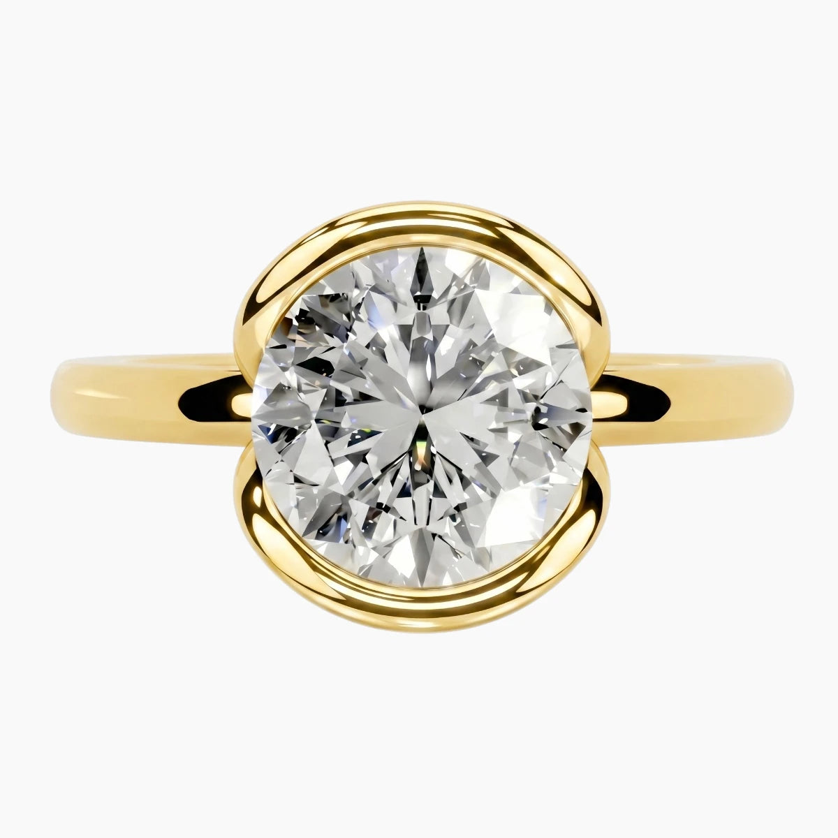 Half Bezel Round Moissanite Ring
