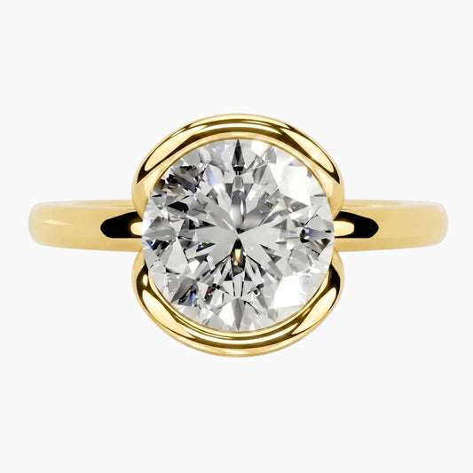 Half Bezel Round Moissanite Ring