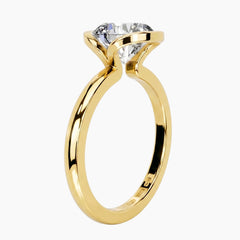 Half Bezel Round Moissanite Ring