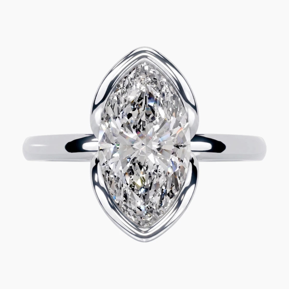 Half Bezel Marquise Moissanite Ring