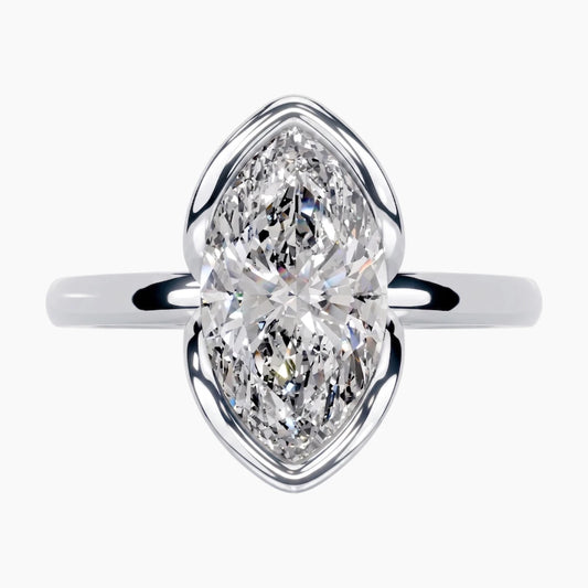Half Bezel Marquise Moissanite Ring