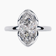 Half Bezel Marquise Moissanite Ring