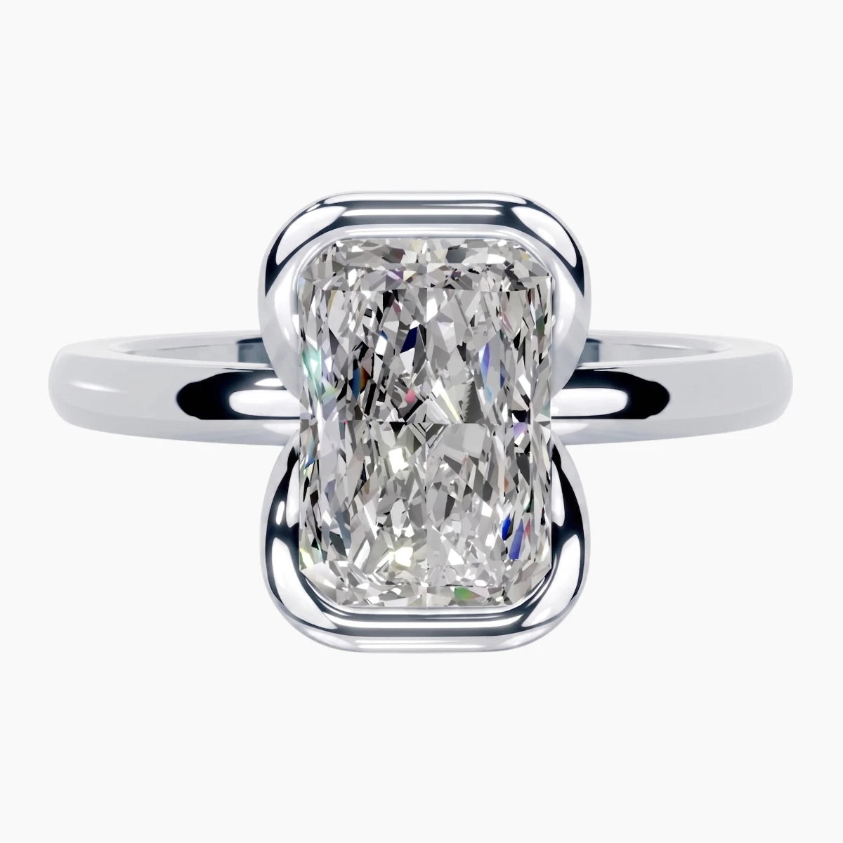 Half Bezel Radiant Moissanite Ring