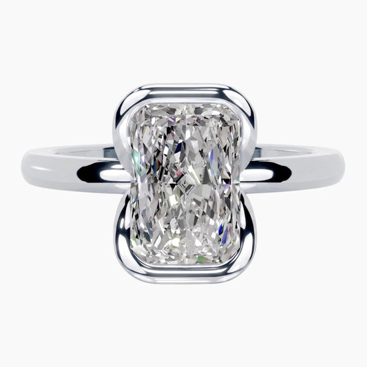 Half Bezel Radiant Moissanite Ring