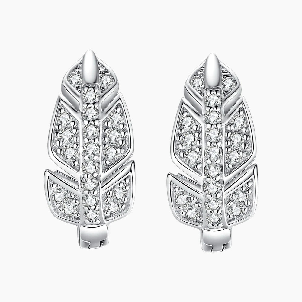Maple Leaf Moissanite Hoop Earrings