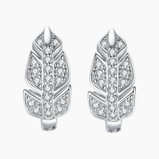 Maple Leaf Moissanite Hoop Earrings