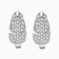 Maple Leaf Moissanite Hoop Earrings