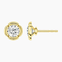 Fiorenne Round Moissanite Blossom Stud Earrings