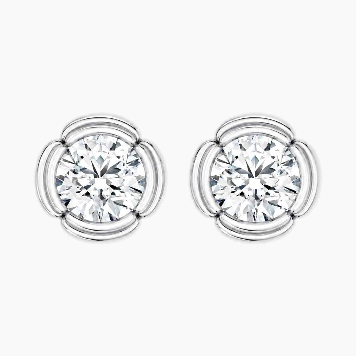 Fiorenne Round Moissanite Blossom Stud Earrings