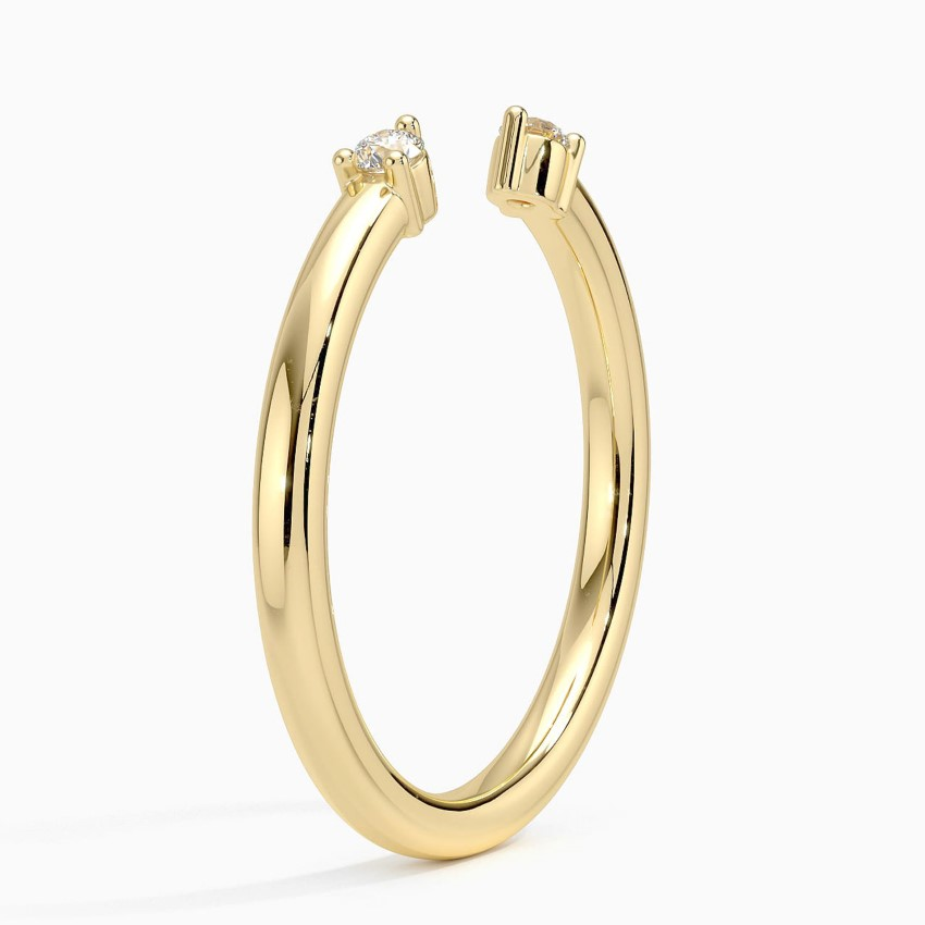 Gold hoop earring with moissanite gemstone accents on both ends, minimalist jewelry