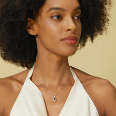 The Elara Hexagon-Cut Lab-Grown Alexandrite Halo Necklace