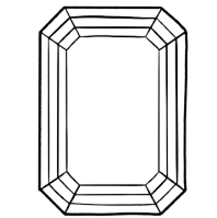 Outline of an octagonal emerald cut moissanite gemstone