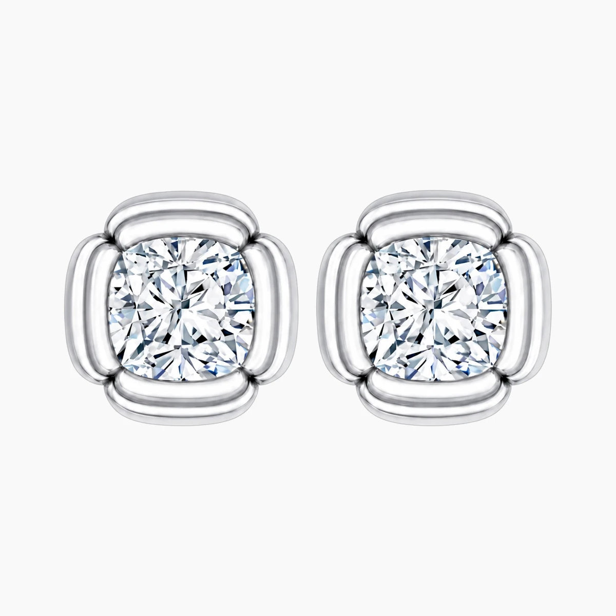 Fiorenne Cushion Moissanite Blossom Stud Earrings
