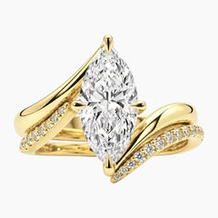 Élarvienne 3 Carat Marquise Moissanite Chevron Ring Set