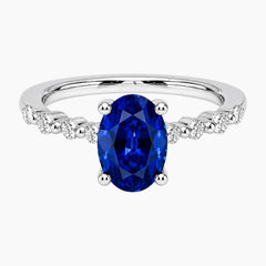 Elegant Oval Lab-Grown Sapphire Ring - 18K Gold Plated