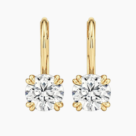 Éverelle Round Double-Claw Moissanite Leverback Earrings