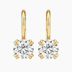 Éverelle Round Double-Claw Moissanite Leverback Earrings