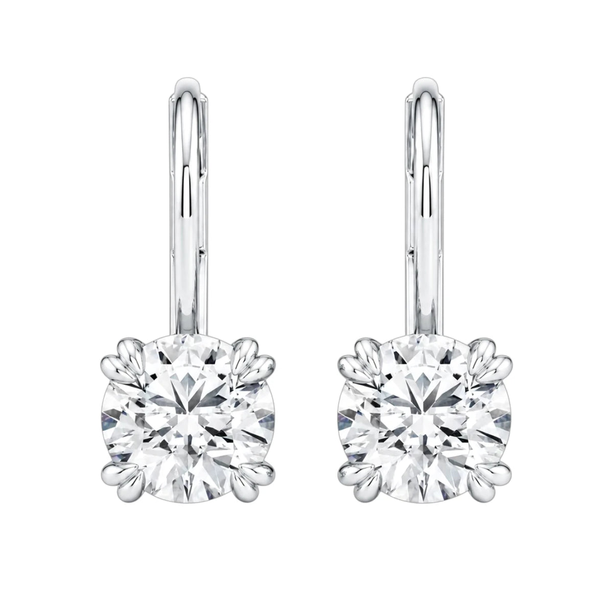 Éverelle Round Double-Claw Moissanite Leverback Earrings
