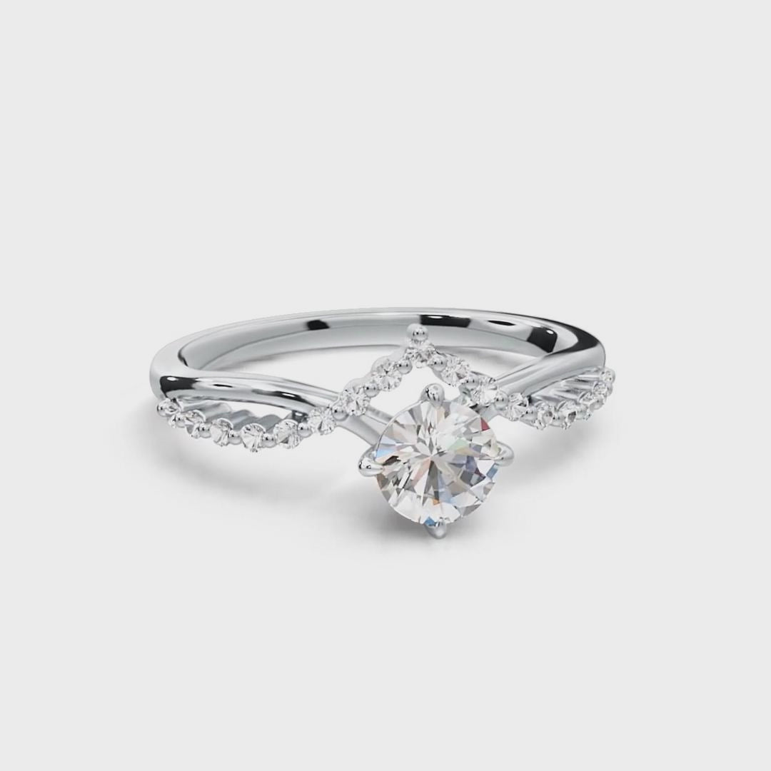 V-Shaped Moissanite Engagement Ring