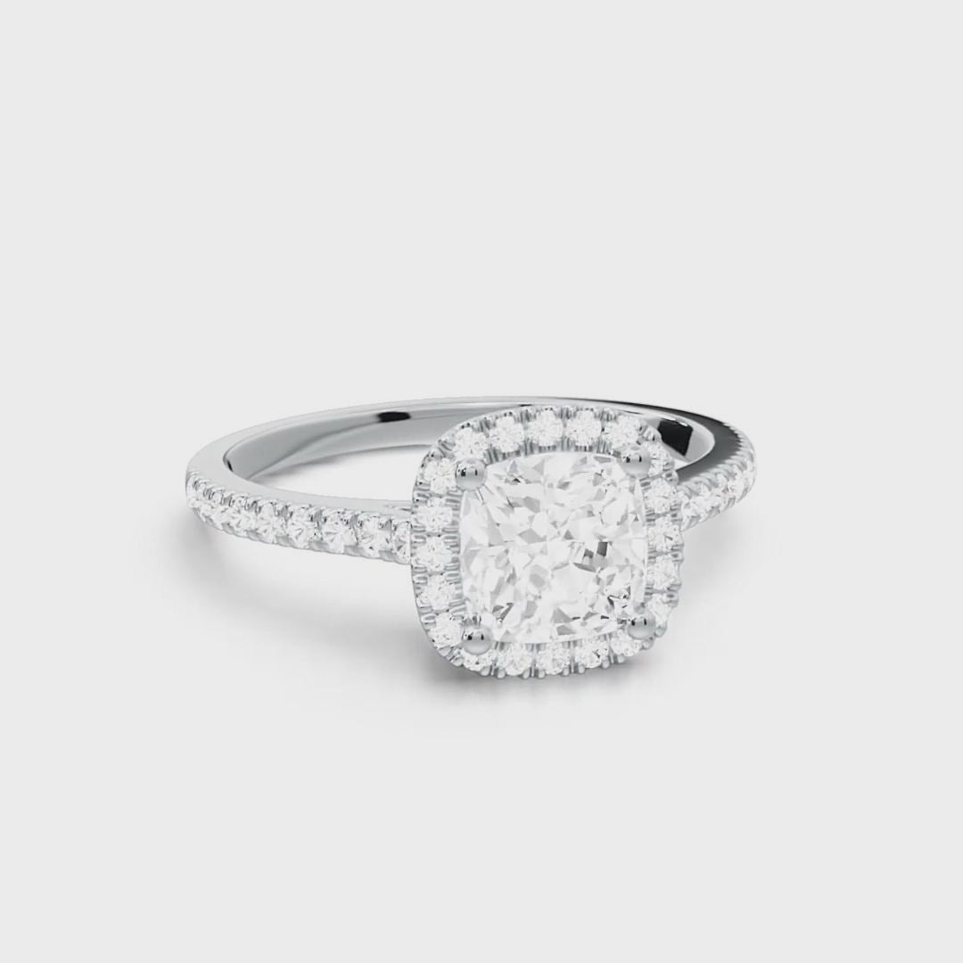 Radiant Moissanite Halo Promise Ring  Bridal Band