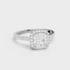 Radiant Moissanite Halo Promise Ring  Bridal Band