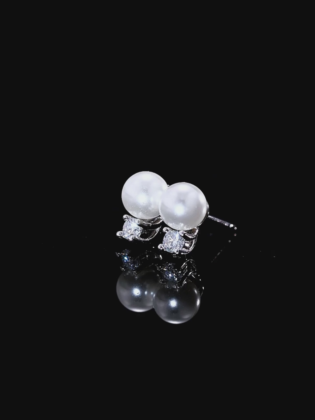 Elegant Four-prong Pearl Moissanite Earrings