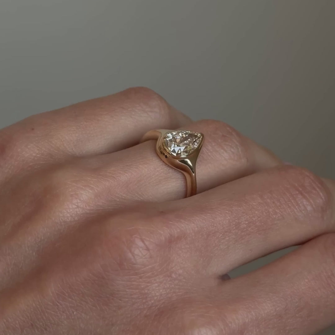 Lumière Poire 2 Carat Pear Cut Moissanite Ring