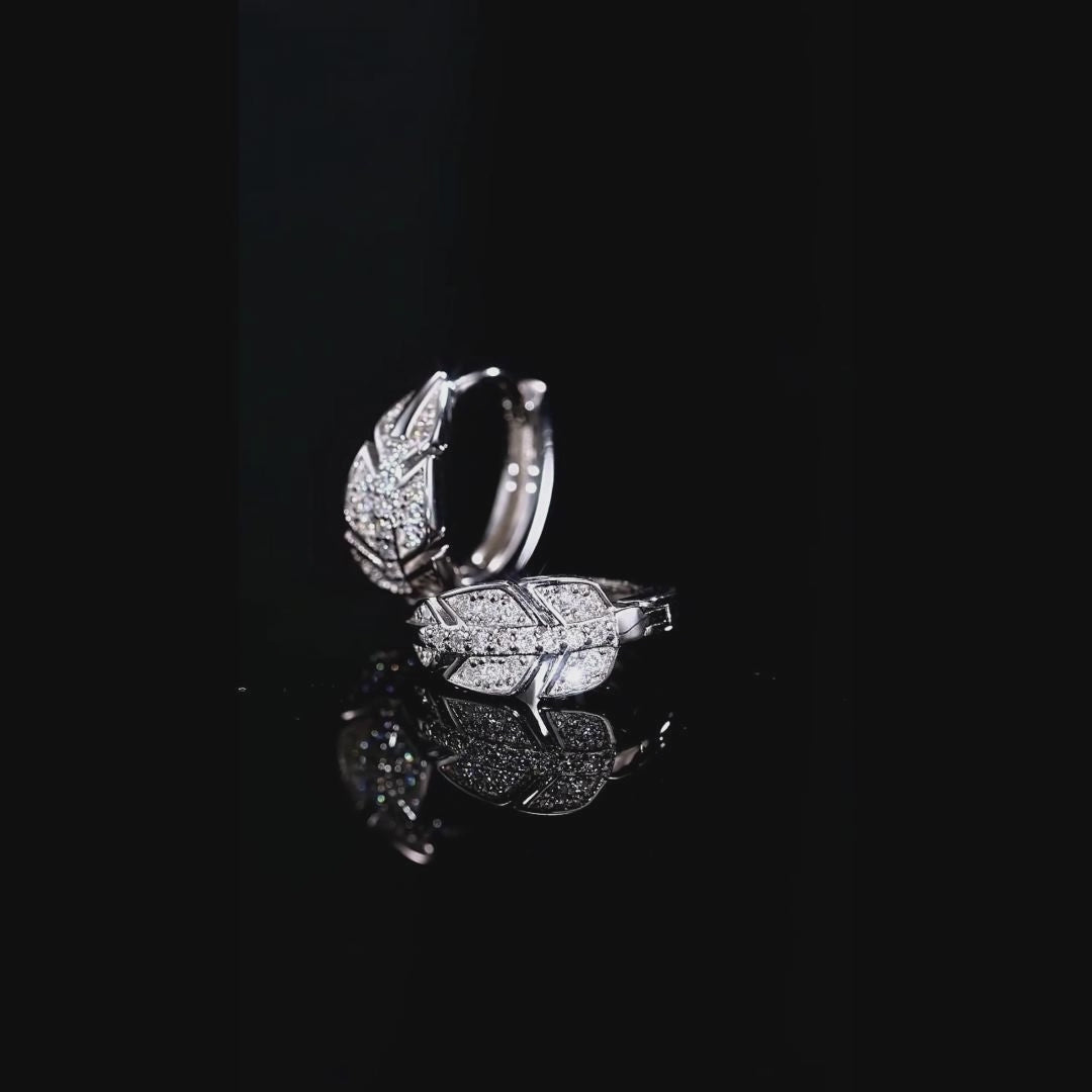 Maple Leaf Moissanite Hoop Earrings