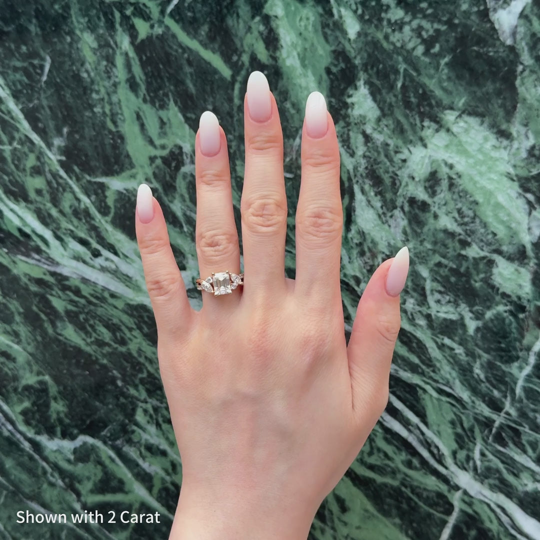 Elarienne Sculpted Vine Emerald Moissanite Ring