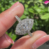 Marquise Cut Moissanite Halo Ring in 18K Gold Plated Vermeil