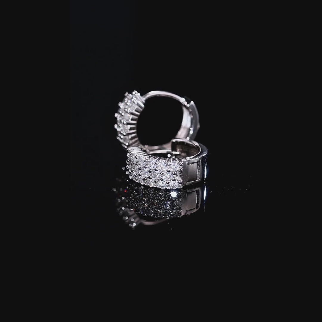 Three-row Moissanite Hoop Earrings