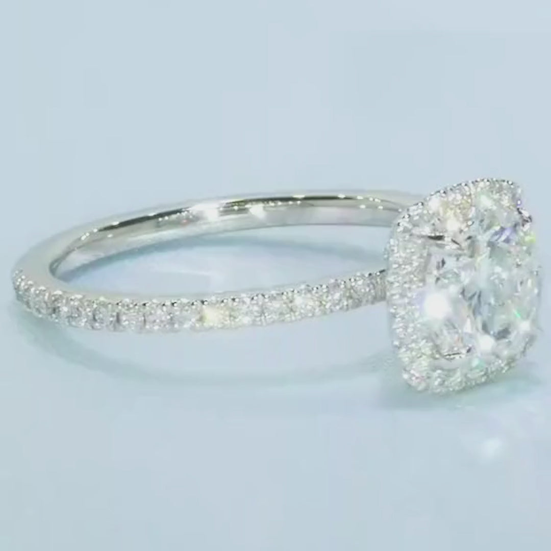 Cushion Moissanite Pave Ring