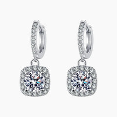 Square Moissanite Drop Earrings
