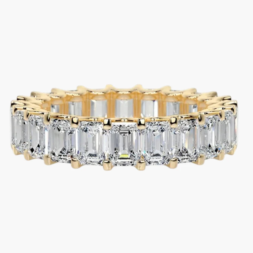 Luxury Full Eternity Emerald Cut Moissanite Wedding Band Sustainable Jewelry