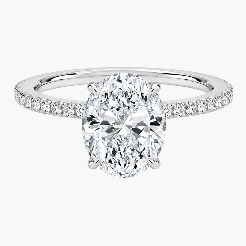 Sophisticated Oval Cut Moissanite Solitaire Ring with Slim Sustainable Gold Band
