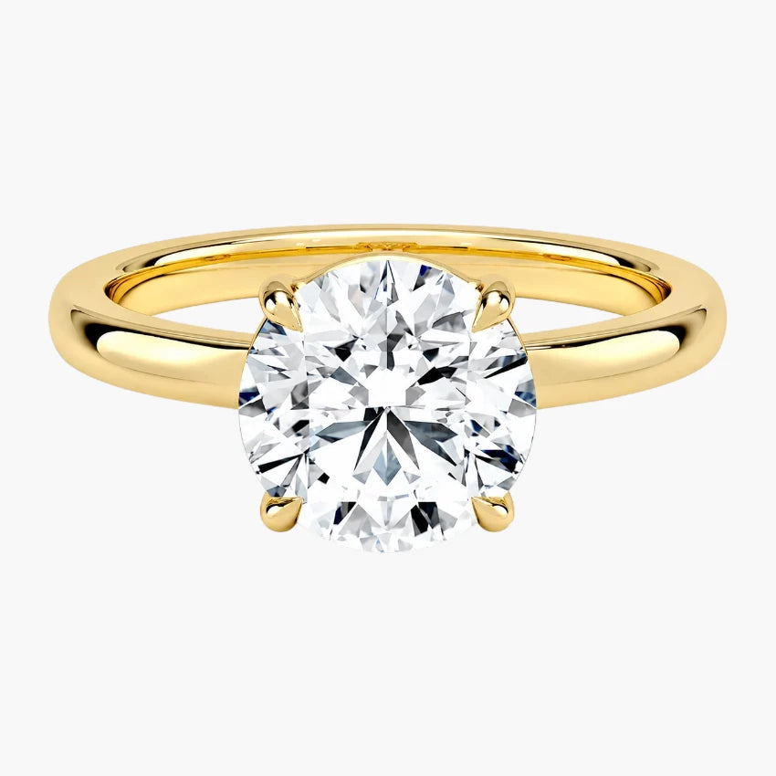 Classic Round Brilliant Moissanite Solitaire Engagement Ring Four-Prong Setting