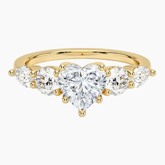 Five Stones Heart Moissanite Ring
