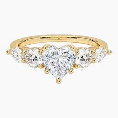 Five Stones Heart Moissanite Ring