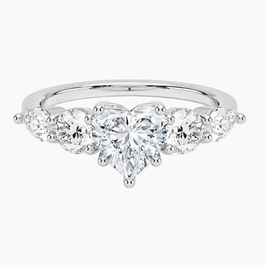 Five Stones Heart Moissanite Ring