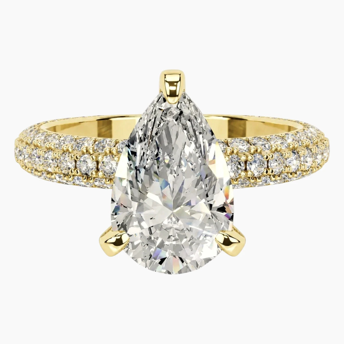 Designer Pear Cut Moissanite Ring