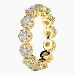 Moissanite Cluster Eternity Band 18K Gold Plated Luxury Ring