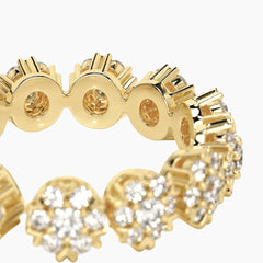 Moissanite Cluster Eternity Band 18K Gold Plated Luxury Ring