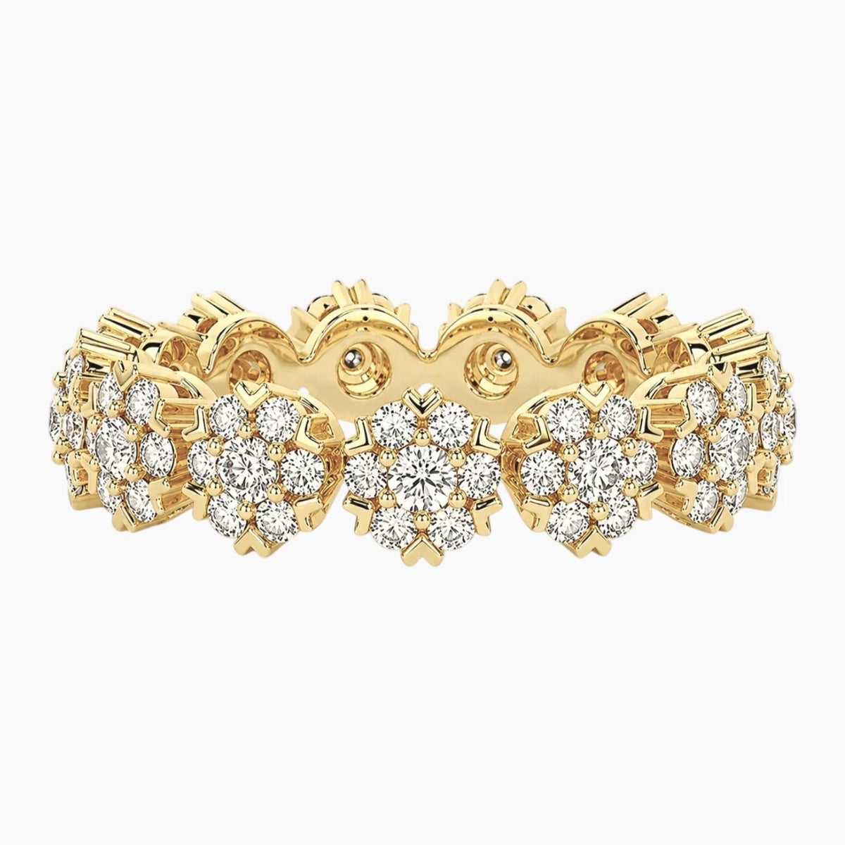 Moissanite Cluster Eternity Band 18K Gold Plated Luxury Ring