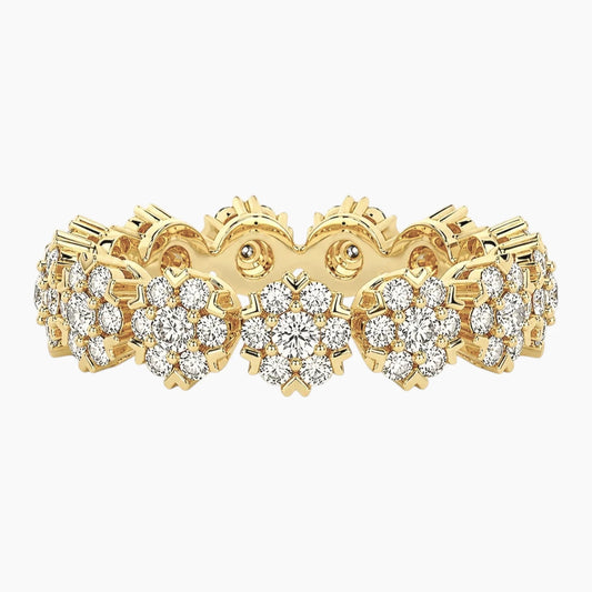 Moissanite Cluster Eternity Band 18K Gold Plated Luxury Ring