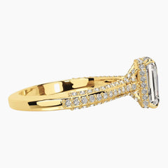 Designer Emerald Cut Moissanite Ring