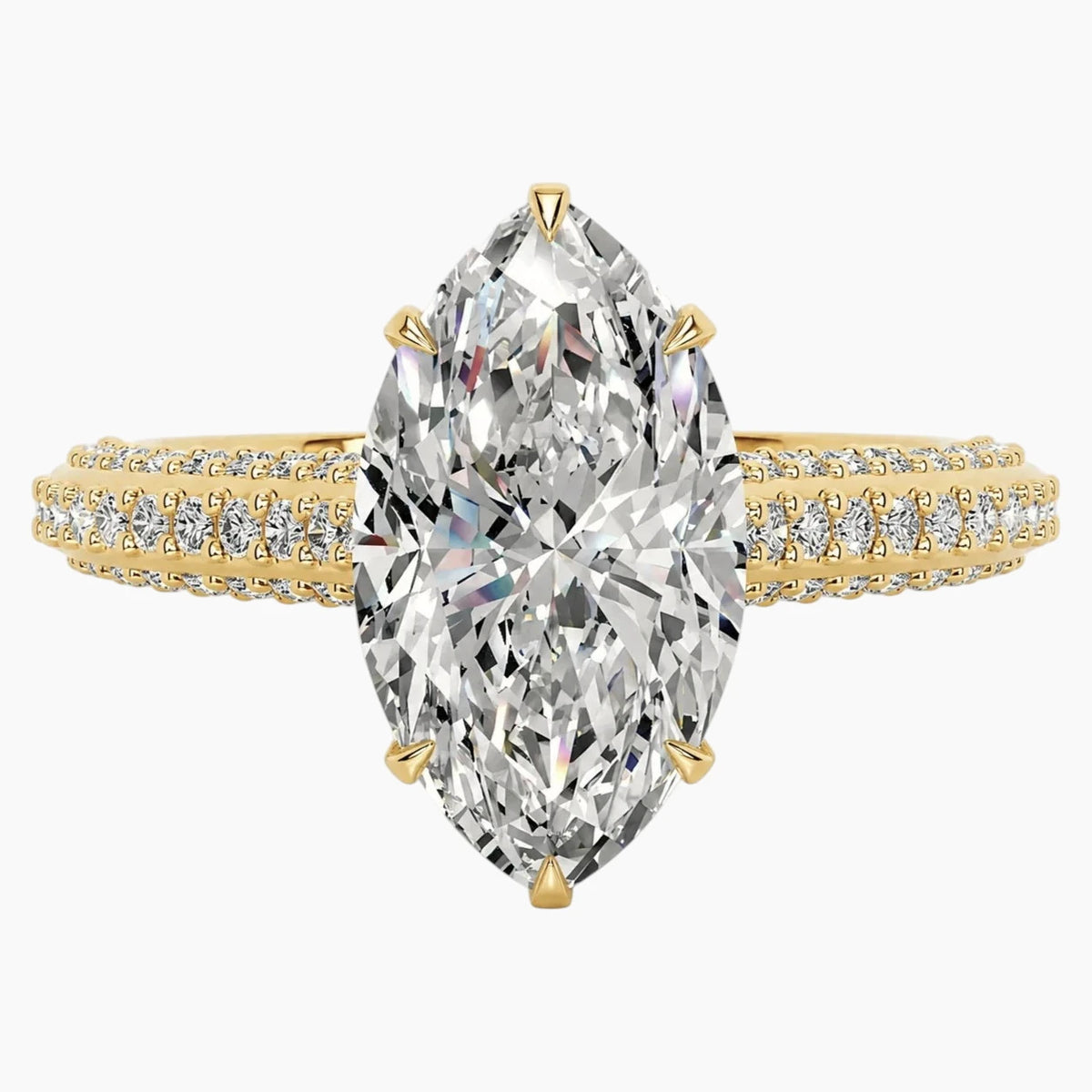 Designer Marquise Cut Moissanite Ring