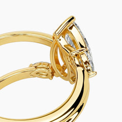 Eternal Teardrop Trio: 2ct Pear Moissanite Statement Ring in 18K Gold Plated