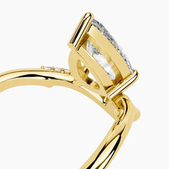 Adjustable 2ct Pear Moissanite V-Shaped Branch Ring 18k Gold Plated